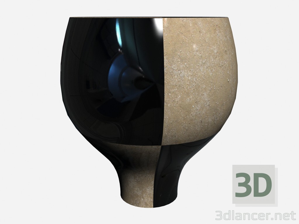 3D modeli İki tonlu Art Deco vazo vazo geniş orta eggshell\black - önizleme