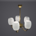 modello 3D Lampadario semplice 5 lampade (bronzo, vetro smerigliato) - anteprima