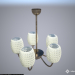 3d model Simple chandelier 5 lamps (bronze, frosted glass) - preview