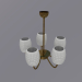 3d model Simple chandelier 5 lamps (bronze, frosted glass) - preview