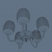 3d model Simple chandelier 5 lamps (bronze, frosted glass) - preview