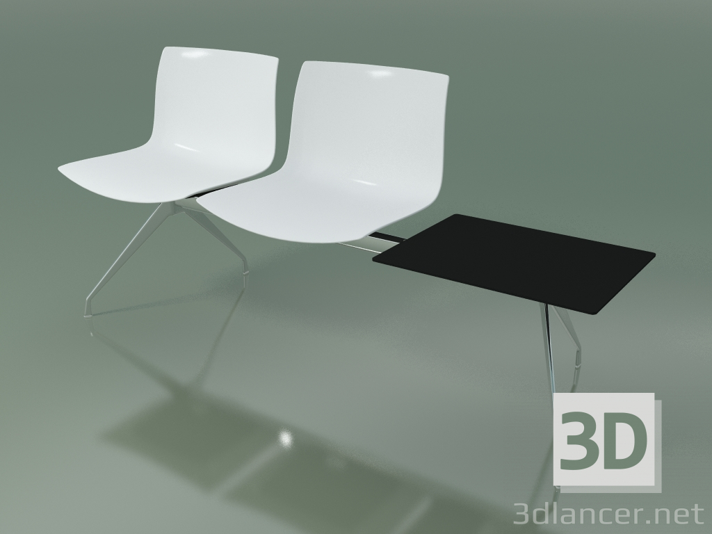 3d model Bench 2036 (double, with a table, polypropylene PO00401) - preview