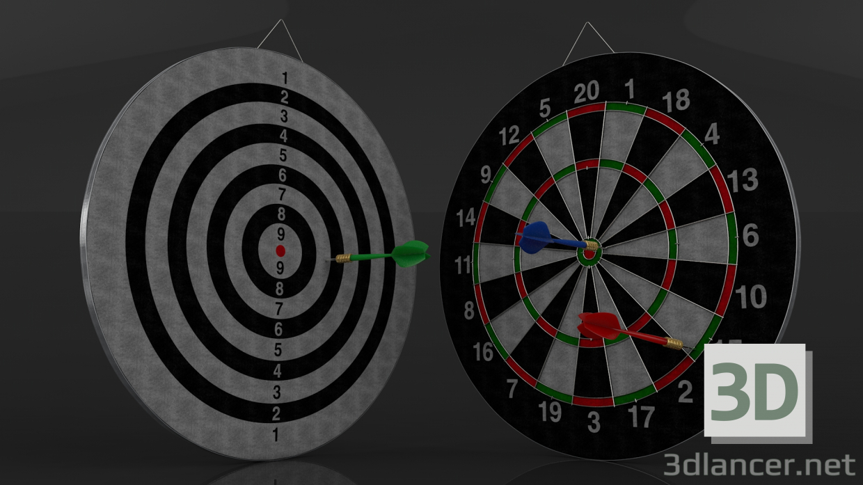 3d 3D model Double Sided Dart Board model buy - render