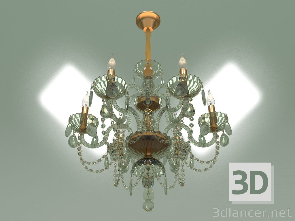 modèle 3D Lustre suspendu 10097-6 (cristal teinté or) - preview