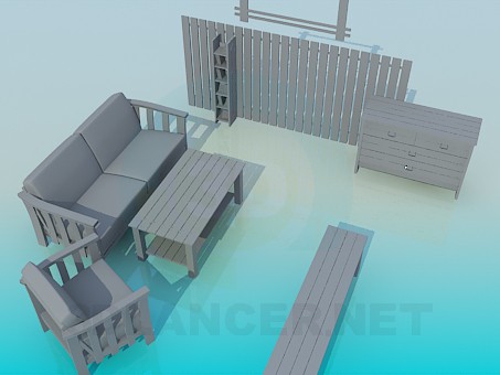 3d model Un conjunto de muebles - vista previa