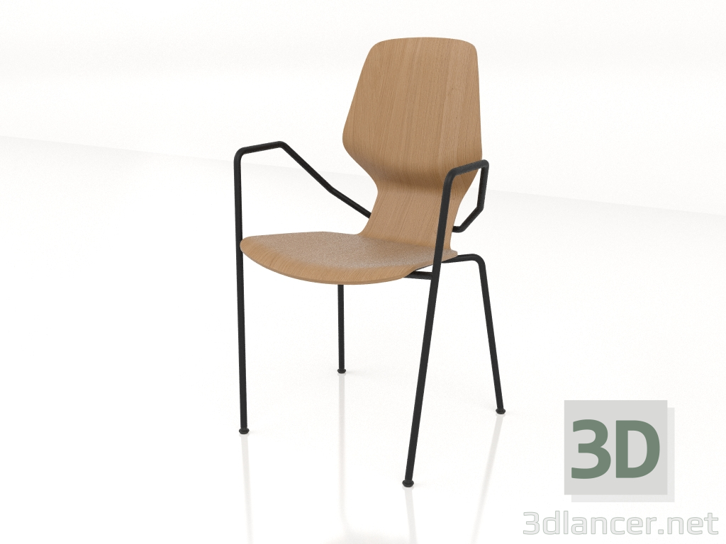 modèle 3D Chaise sur pieds métal D16 mm avec accoudoirs - preview