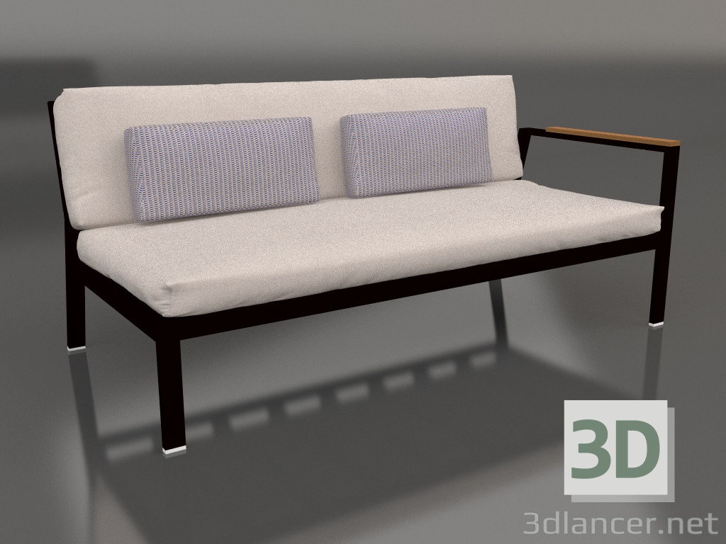 3d model Módulo sofá sección 1 derecha (Negro) - vista previa