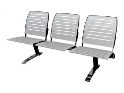 Triple seat for conference without armrests in steel