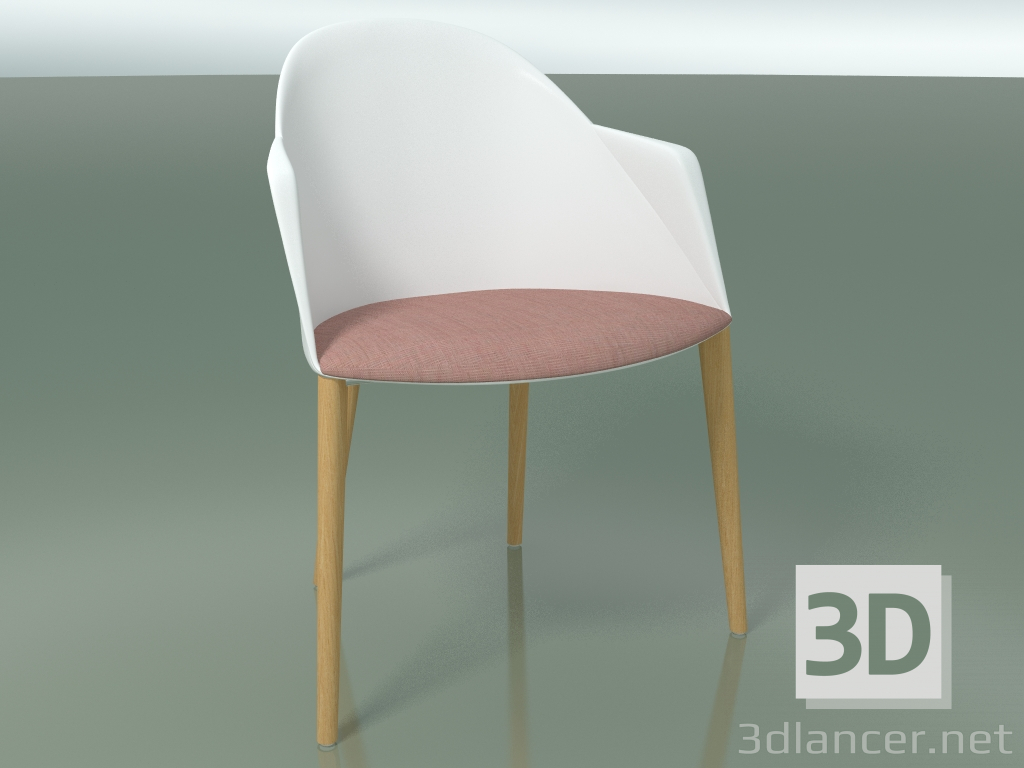 3d model Silla 2224 (4 patas de madera, con almohada, polipropileno PC00001, roble natural) - vista previa