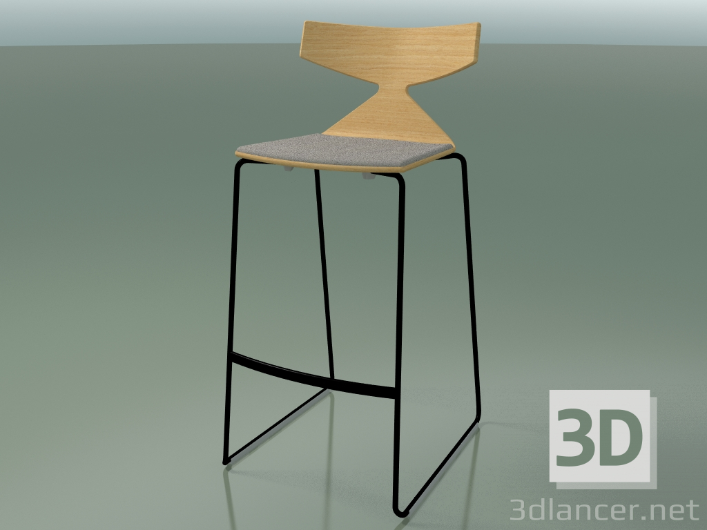 modello 3D Sgabello da bar impilabile 3713 (con cuscino, rovere naturale, V39) - anteprima