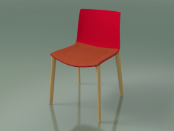 Silla 0308 (4 patas de madera, con una almohada en el asiento, roble natural, polipropileno PO00104)