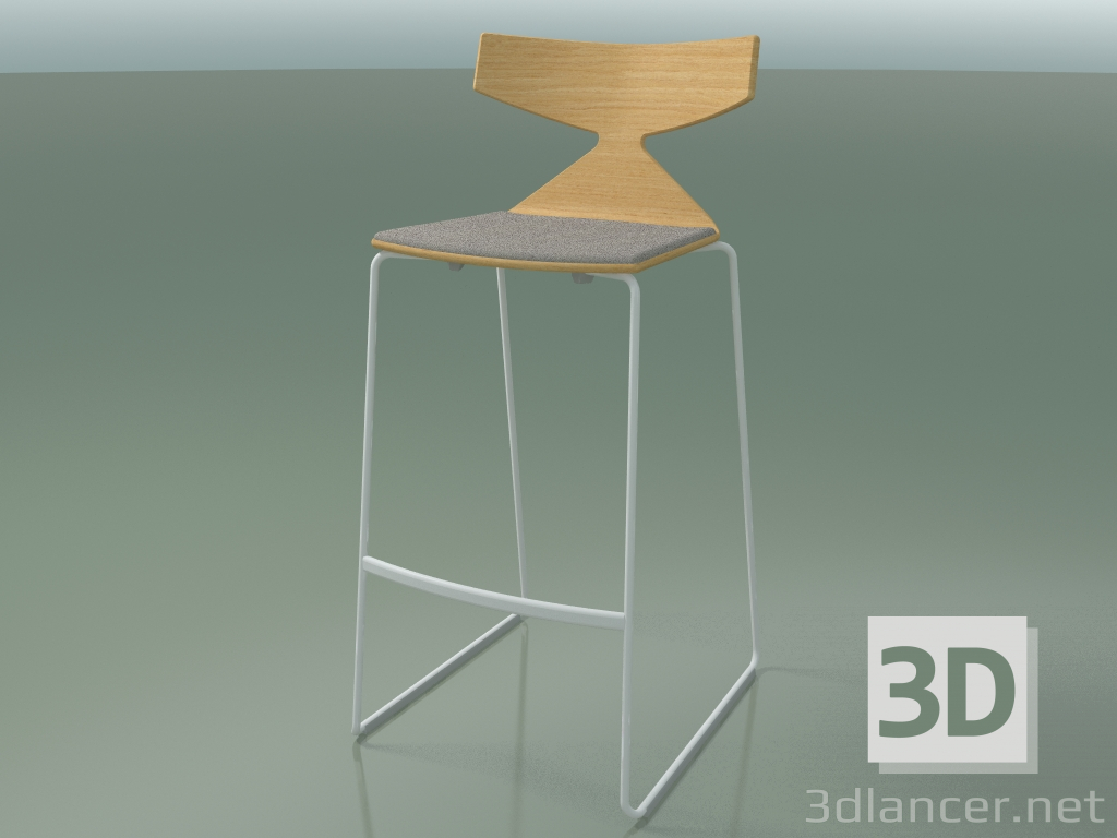 modello 3D Sgabello da bar impilabile 3713 (con cuscino, rovere naturale, V12) - anteprima