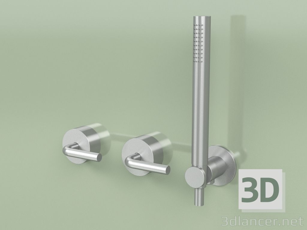 modello 3D Gruppo a parete di 2 miscelatori idro-progressivi con doccetta (14 68, AS) - anteprima