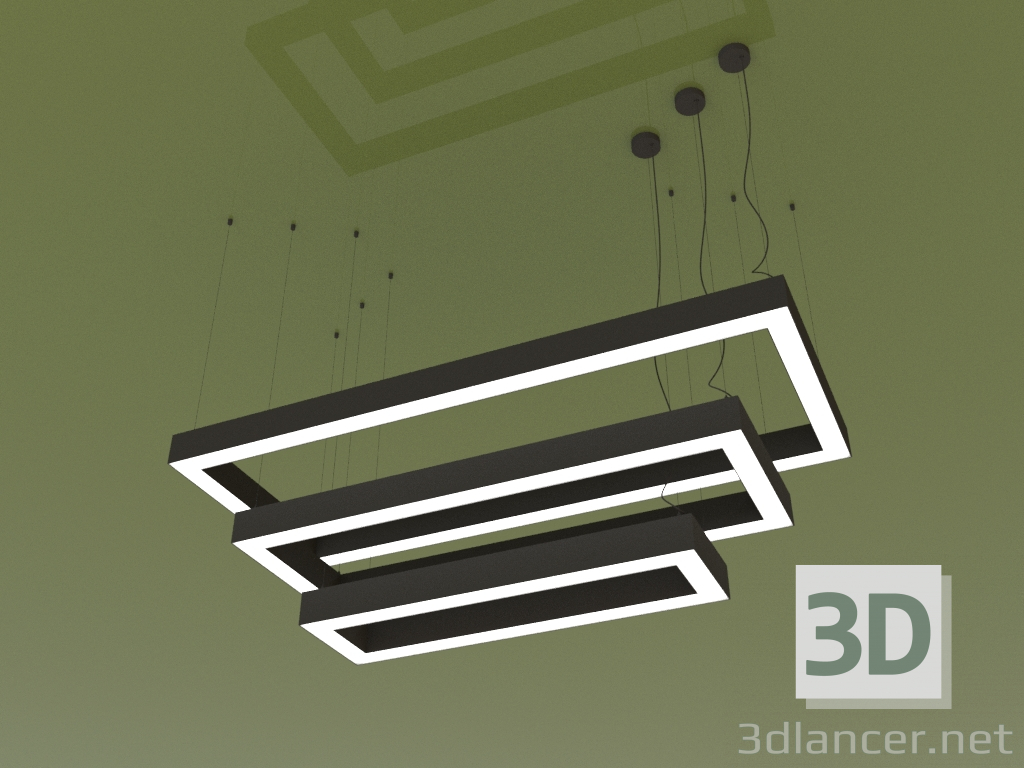 3D Modell Leuchte RETTANGOLO TRIO (1300 mm) - Vorschau