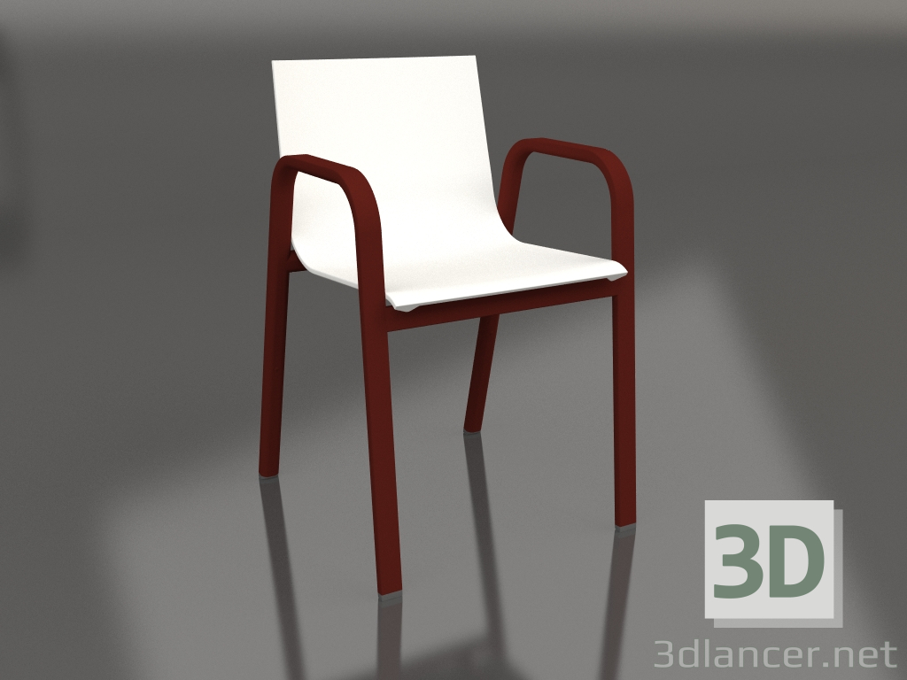 3d model Dining chair model 3 (Wine red) - preview