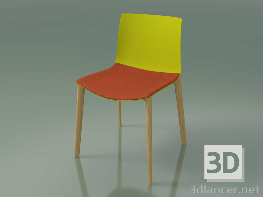 3d модель Стул 0308 (4 деревянные ножки, с подушкой на сидении, natural oak, полипропилен PO 00118) – превью