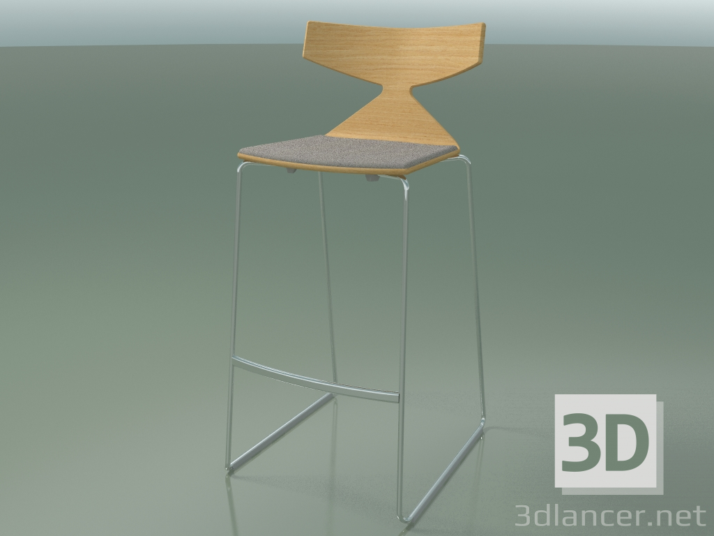 Modelo 3d Banqueta de bar empilhável 3713 (com almofada, carvalho natural, CRO) - preview