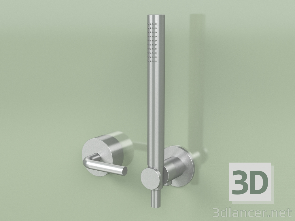 Modelo 3d Conjunto de banheira hidro-progressiva e misturadores de chuveiro com chuveiro de mão (14 58, AS) - preview