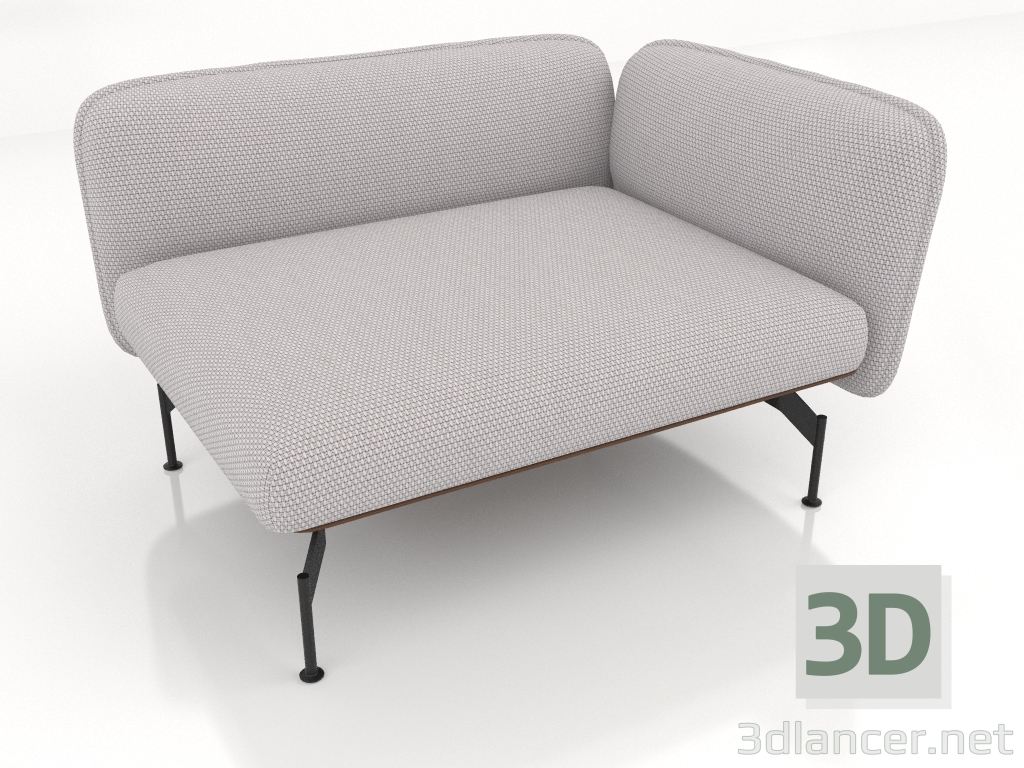 3d model Sofa module 1.5 seats with an armrest on the right (leather upholstery on the outside) - preview