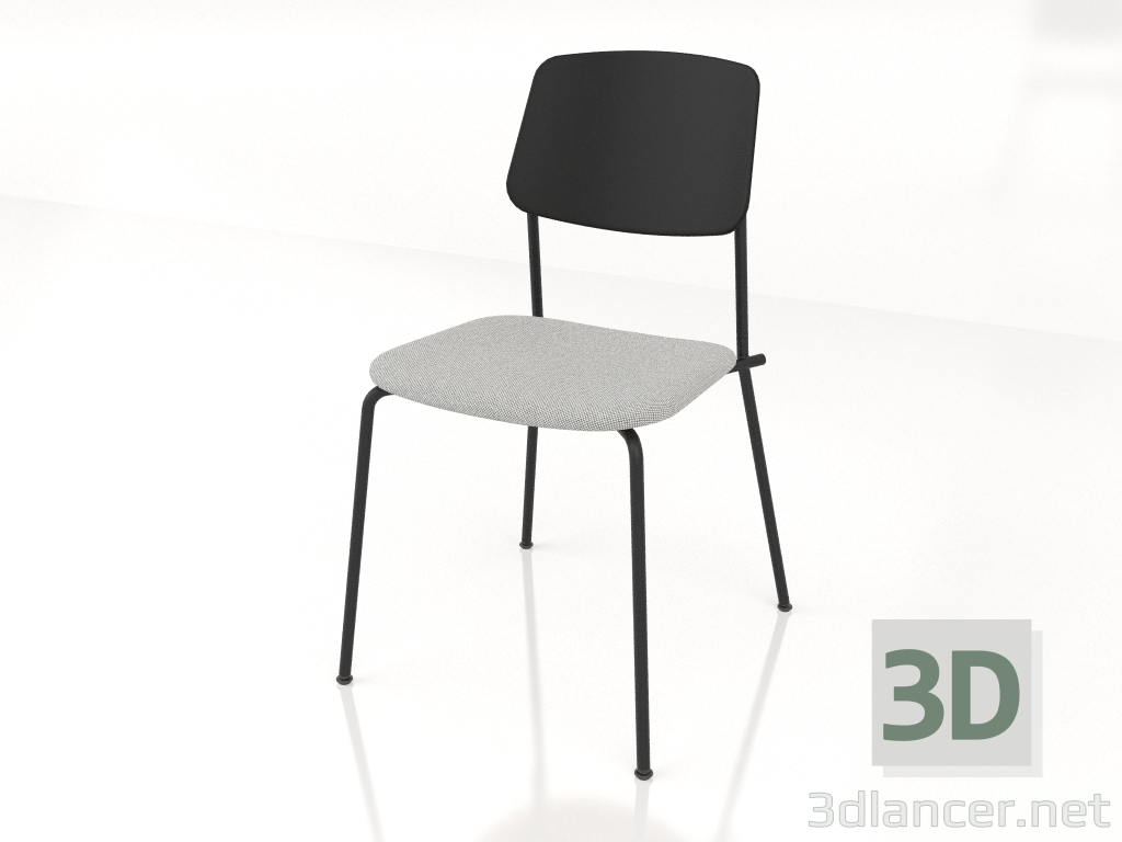 modèle 3D Chaise Unstrain avec dossier et revêtement d'assise en contreplaqué h81 (contreplaqué noir) - preview