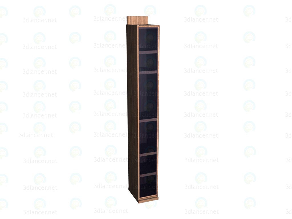 3d model Estantería estrecha con puerta de cristal - vista previa