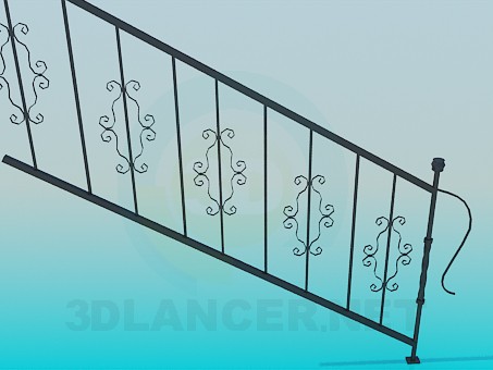 3D Modell schmiedeeisernes Treppengeländer - Vorschau