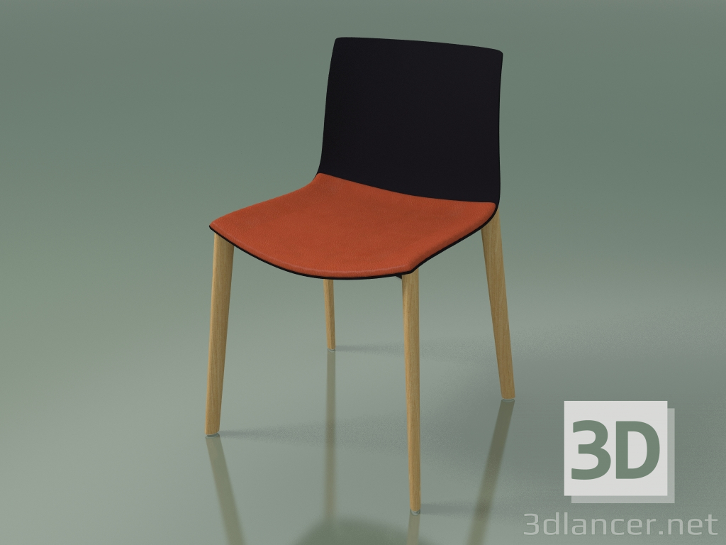 3D Modell Stuhl 0308 (4 Holzbeine, mit einem Kissen auf dem Sitz, natürliche Eiche, Polypropylen PO00109) - Vorschau