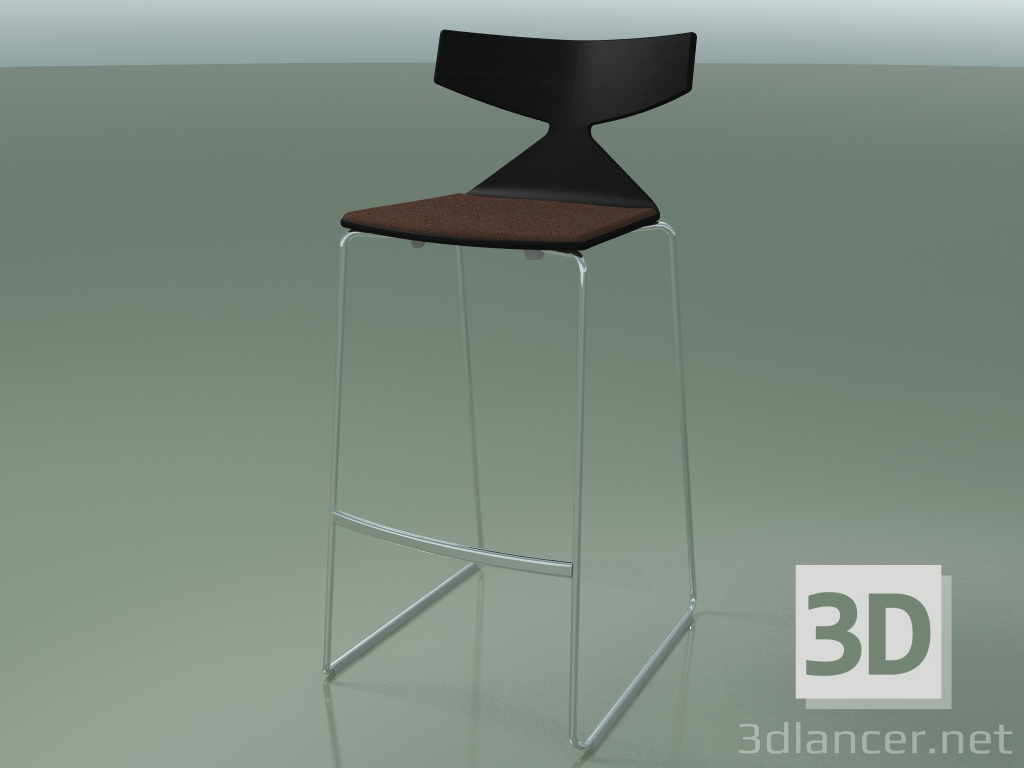 modello 3D Sedia impilabile bar 3713 (con cuscino, Nero, CRO) - anteprima