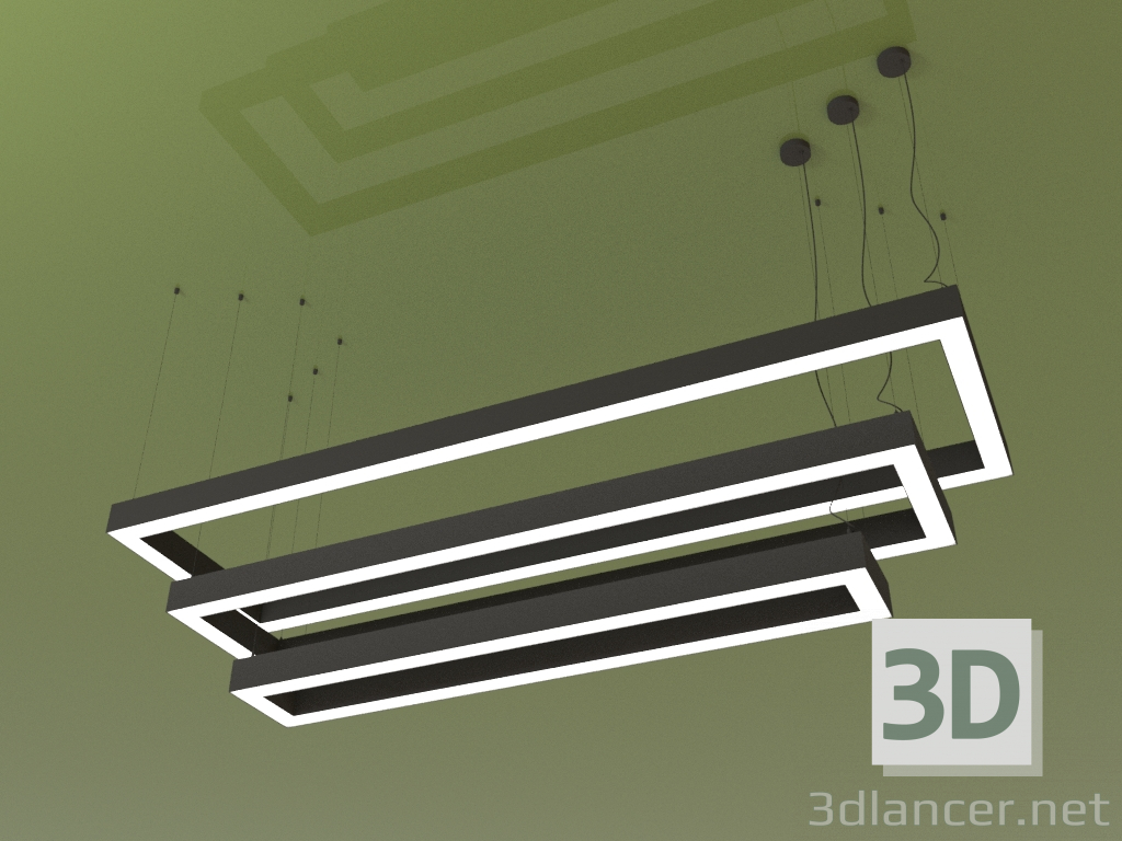 3D Modell Leuchte RETTANGOLO TRIO (1800 mm) - Vorschau