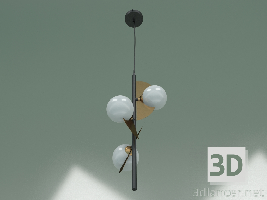 modello 3D Lampada a sospensione 50143-3 (oro-nero) - anteprima