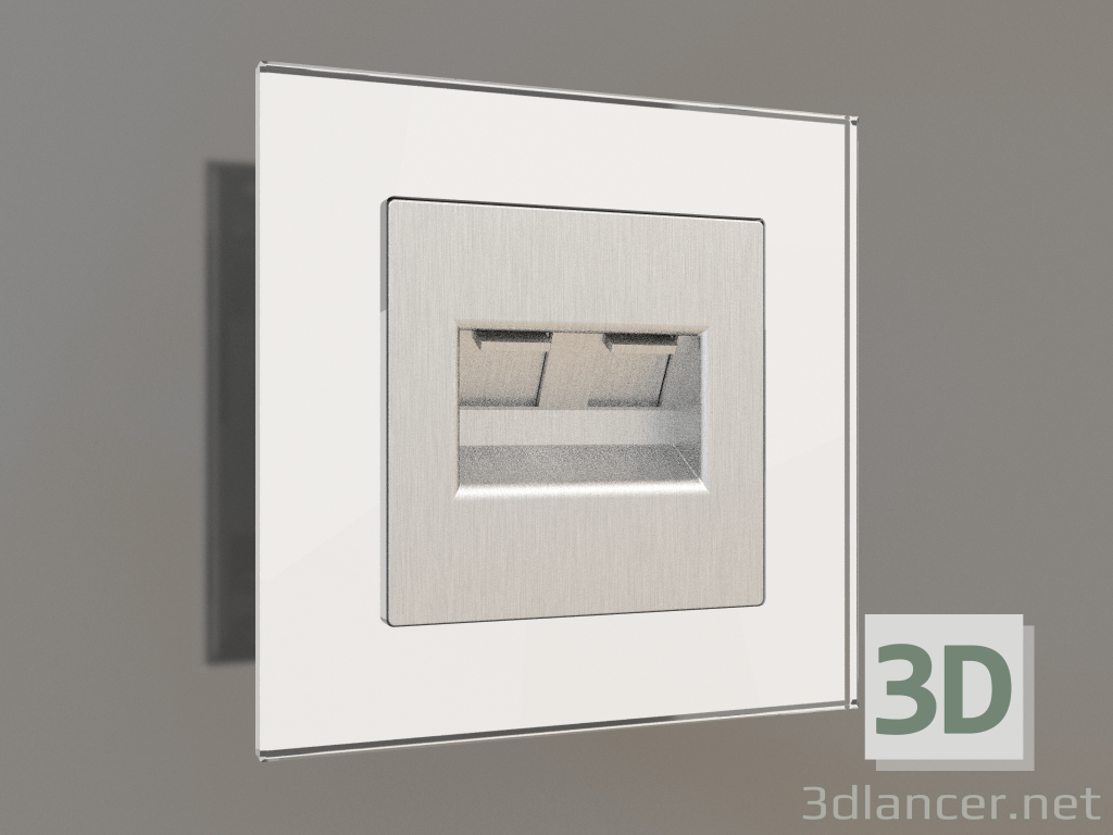 modèle 3D Double prise Ethernet RJ-45 (argent ondulé) - preview