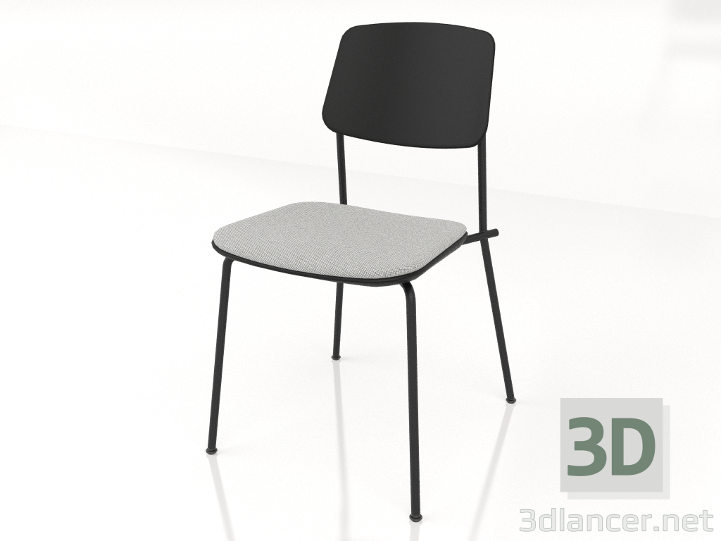 3d model Unstrain chair with plywood back and seat cushion h81 (black plywood) - preview