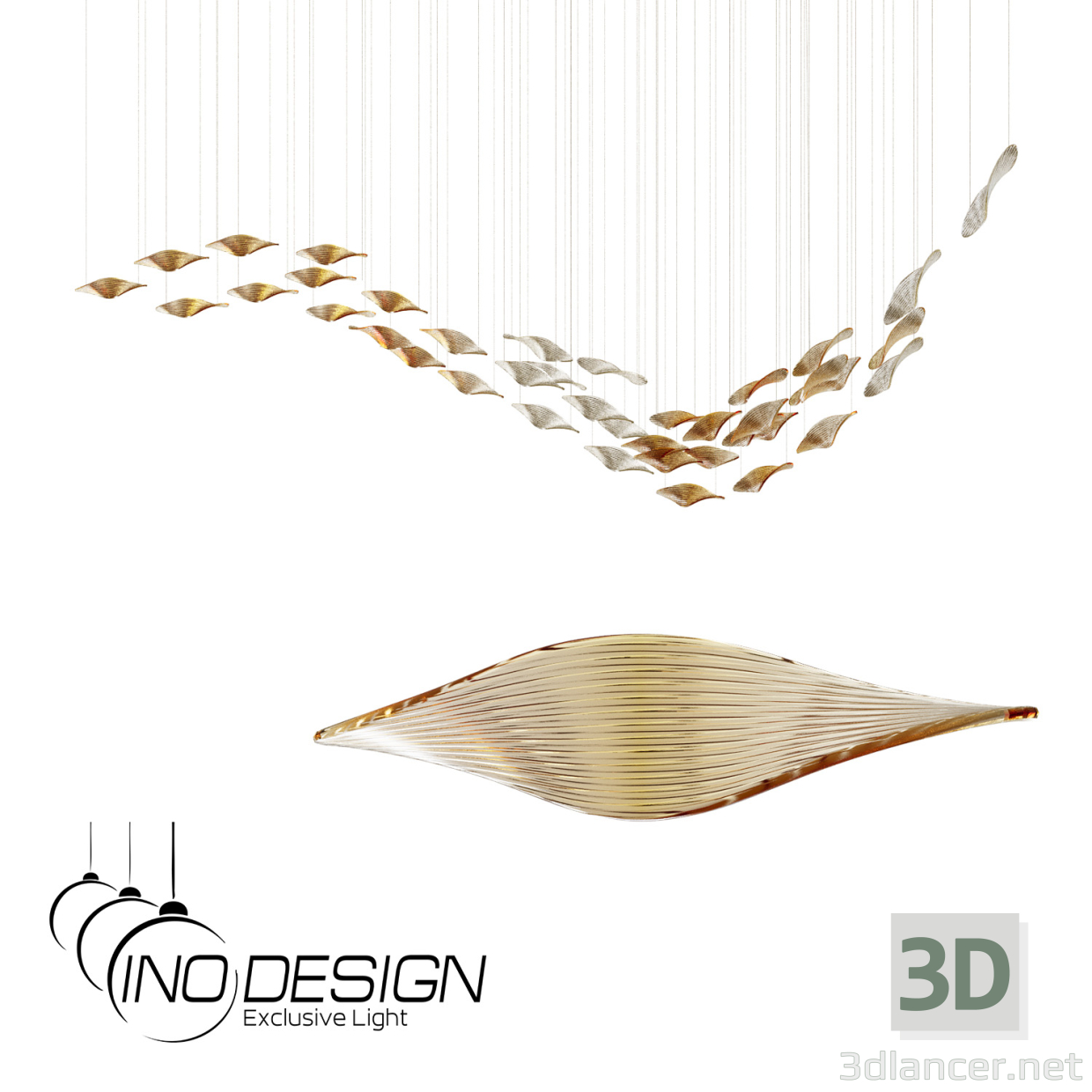 Modelo 3d Decoração suspensa Inodesign Spiral Amber 30 - preview