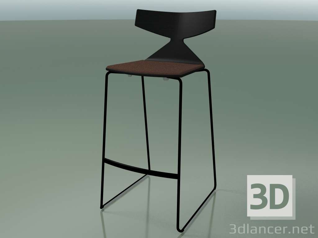 modello 3D Sgabello da bar impilabile 3713 (con cuscino, nero, V39) - anteprima