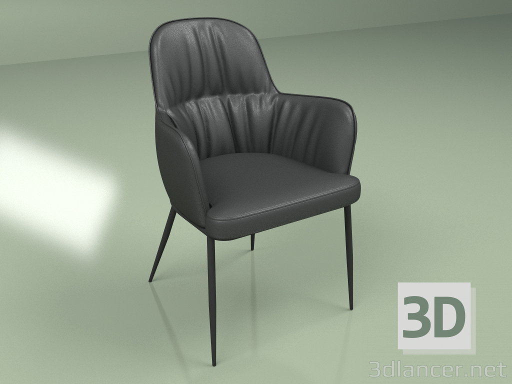 3d model Silla con reposabrazos Sheldon Negro - vista previa