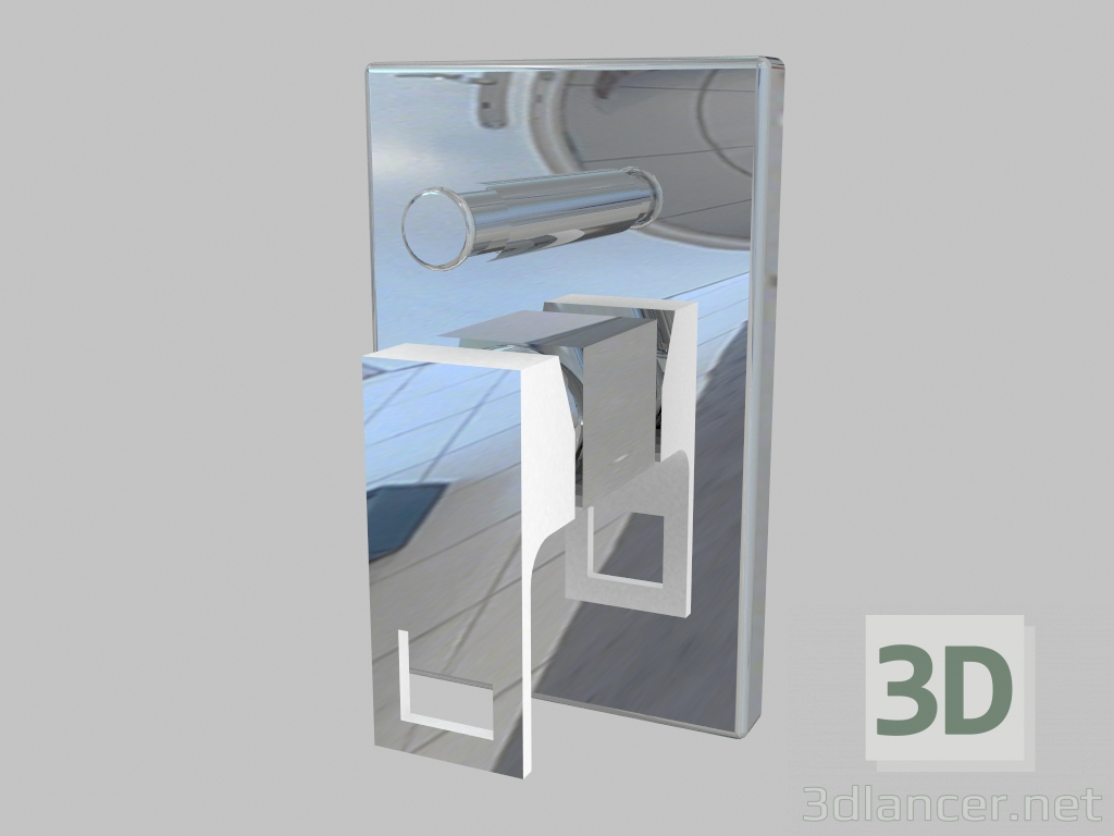 modello 3D Rubinetto doccia nascosto con un interruttore sulla doccia - Anemon bianco cromato (BCZ W44P) - anteprima