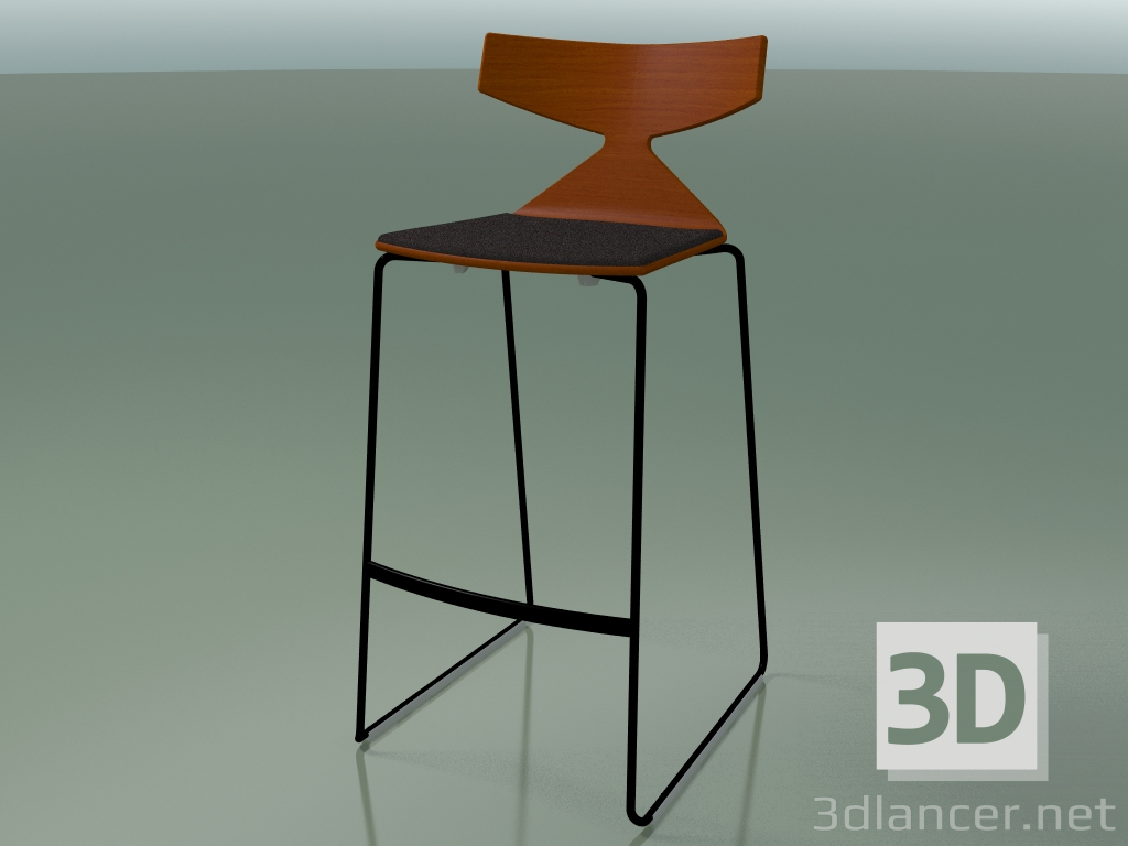 3D Modell Stapelbarer Barhocker 3713 (mit Kissen, Orange, V39) - Vorschau