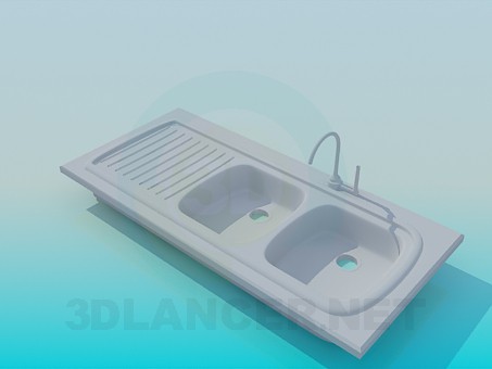 3d model Double kitchen sink - preview