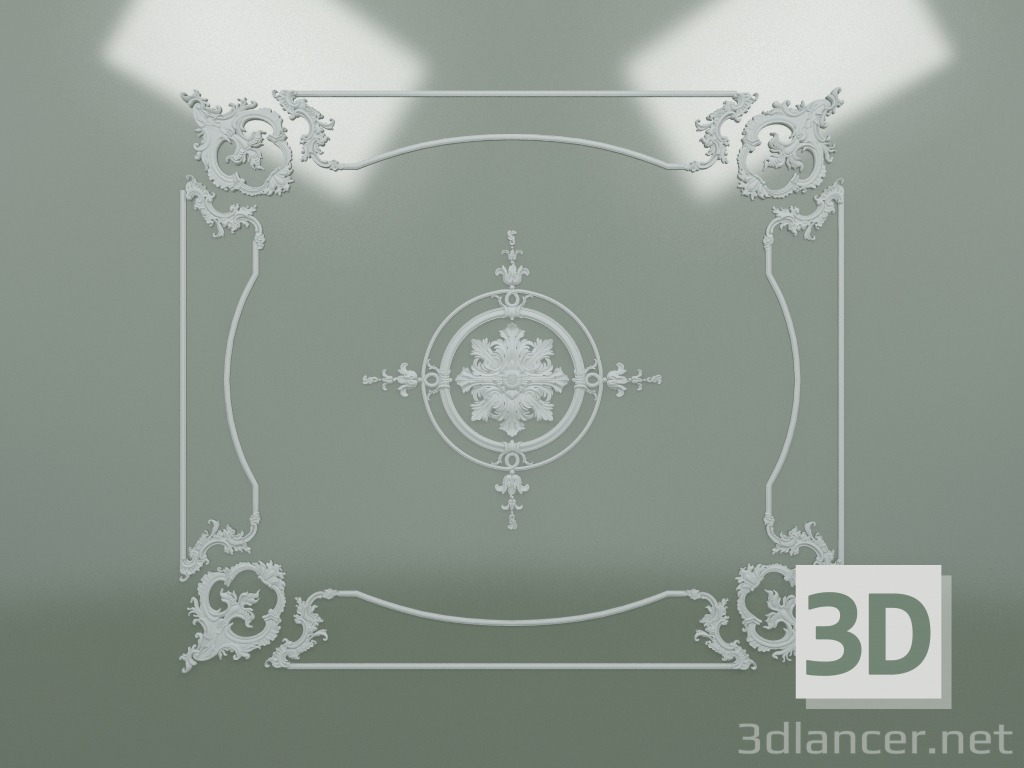 modello 3D Composizione del soffitto in stucco di gesso ND-005 - anteprima