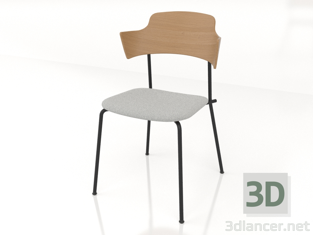 3d model Unstrain chair with plywood back, armrests and seat upholstery h81 - preview