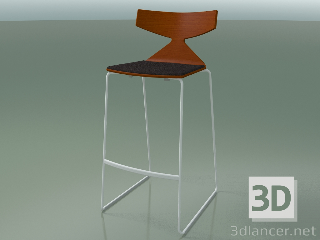 3d model Taburete de bar apilable 3713 (con cojín, naranja, V12) - vista previa