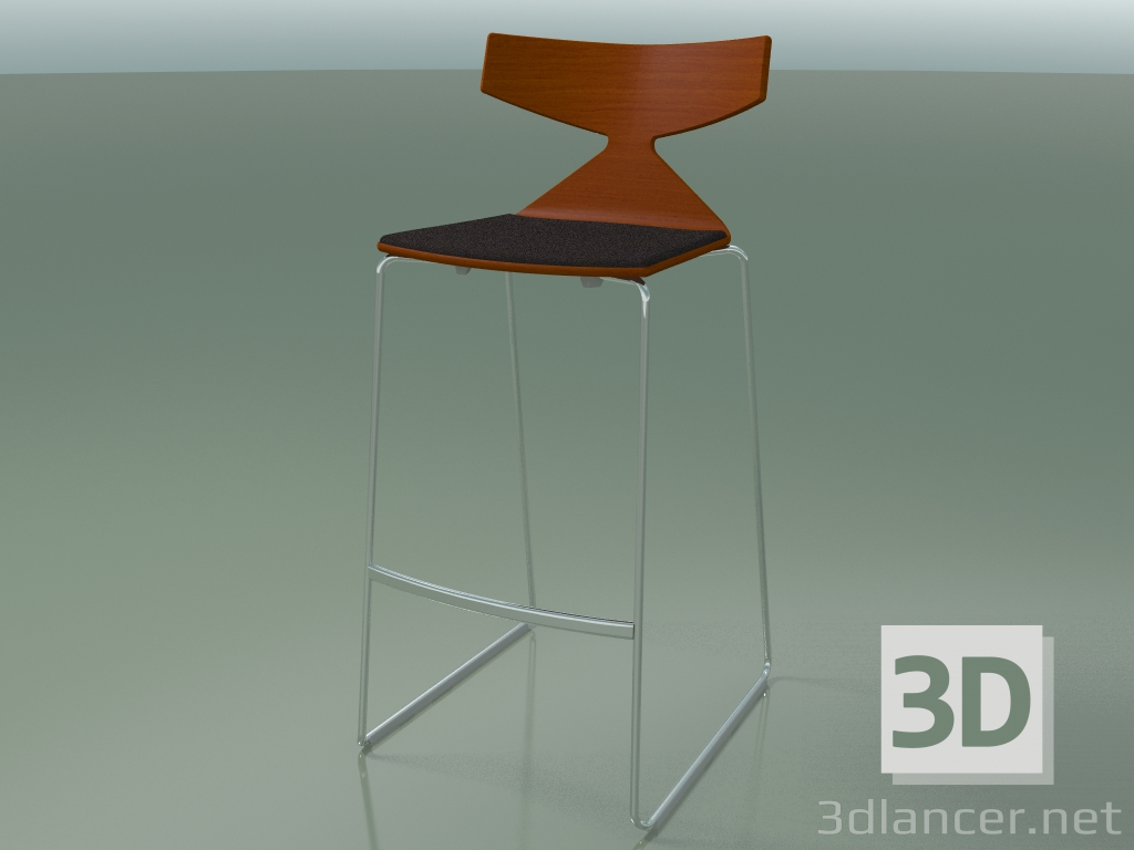 Modelo 3d Banqueta alta empilhável 3713 (com almofada, laranja, CRO) - preview