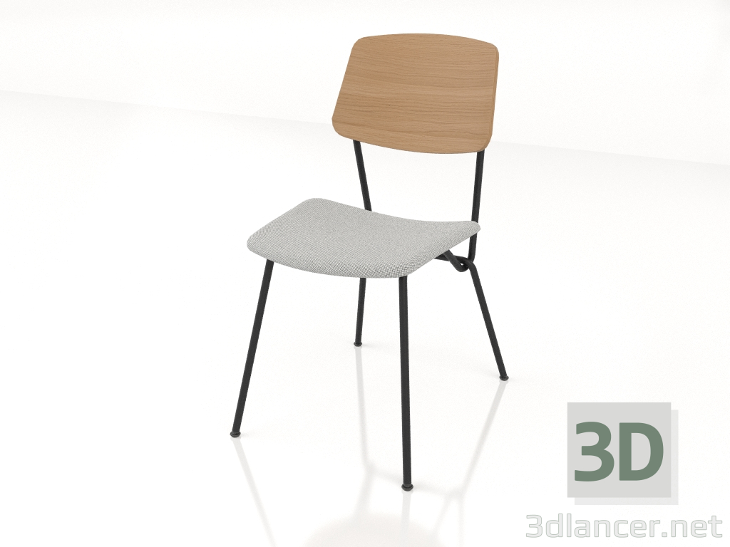 modèle 3D Chaise Strain avec dossier en contreplaqué et assise souple h81 - preview