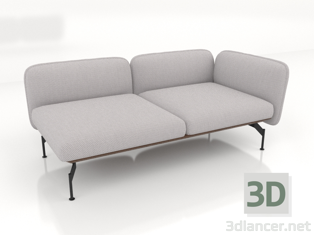 3d model 2-seater sofa module with armrest on the right (leather upholstery on the outside) - preview