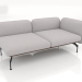 3d model 2-seater sofa module with armrest on the right (leather upholstery on the outside) - preview