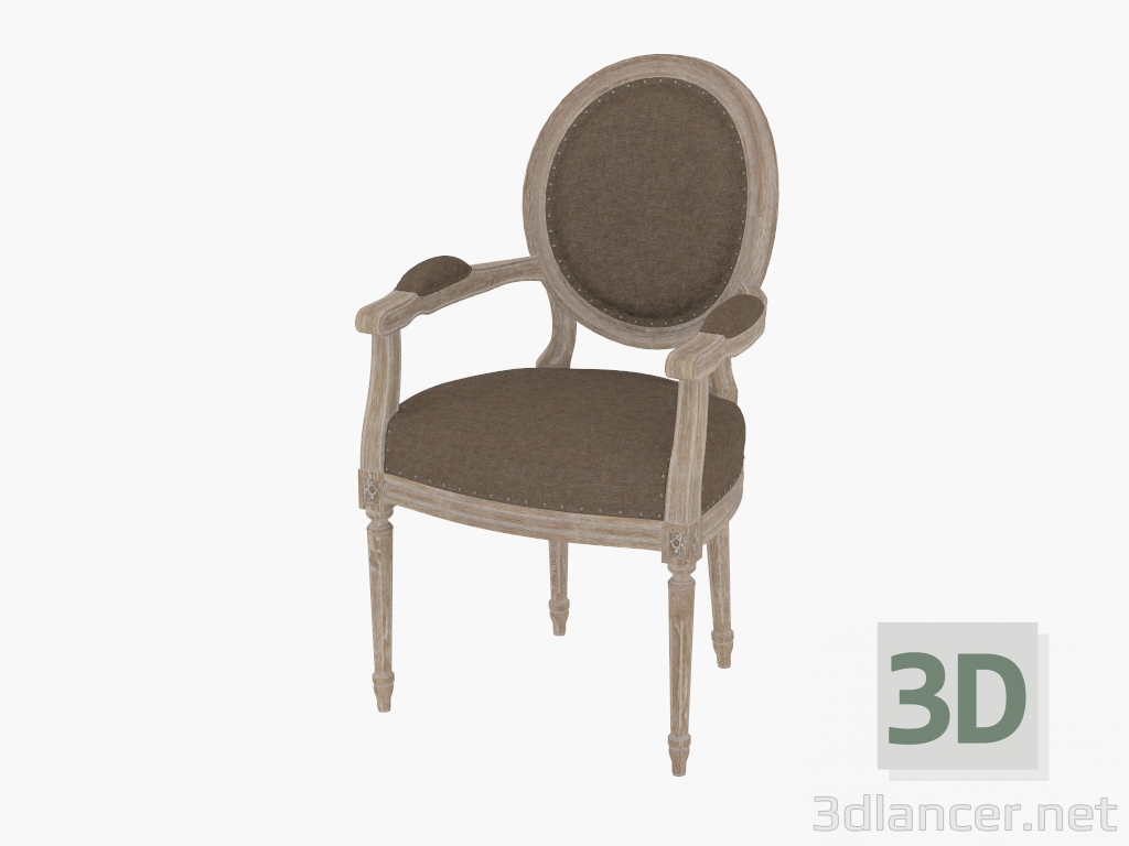 modèle 3D Une chaise à manger avec accoudoirs VINTAGE FRANÇAIS LOUIS Fauteuil gris (8827.0008.A008) - preview