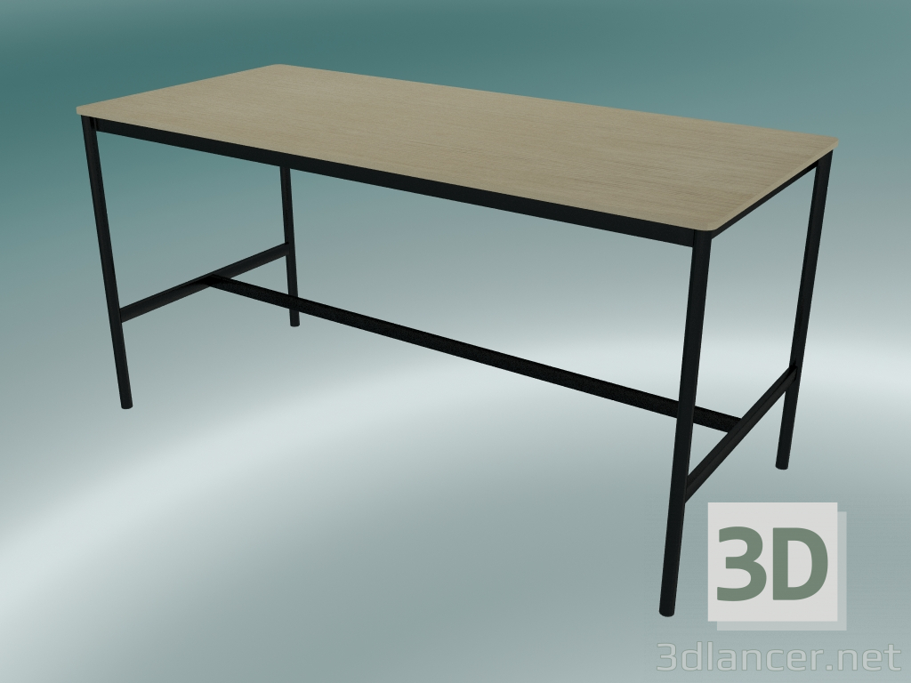 3d model Mesa rectangular Base Alta 85x190x95 (Roble, Negro) - vista previa