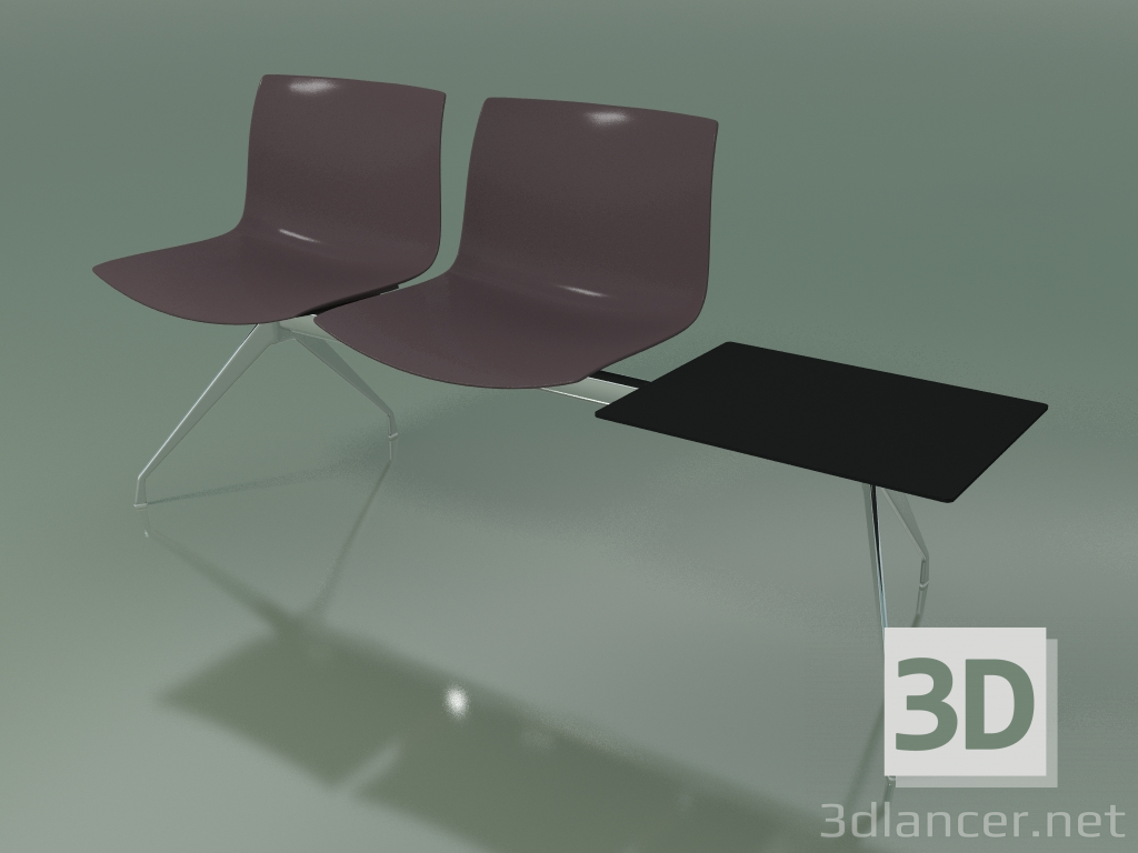 3d model Banco 2036 (doble, con mesa, polipropileno PO00404) - vista previa