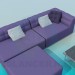 3d model Un conjunto de muebles tapizados con mesa - vista previa