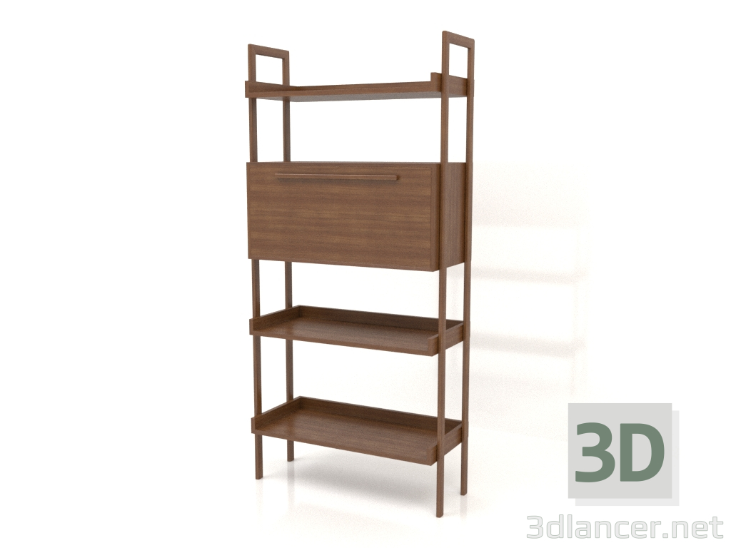 3d модель Стелаж ST 03 (з тумбою) (900х400х1900, wood brown light) – превью